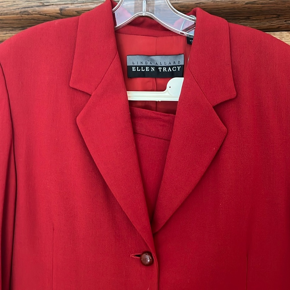 Linda Allard/Ellen Tracy vintage wool gab pantsuit.